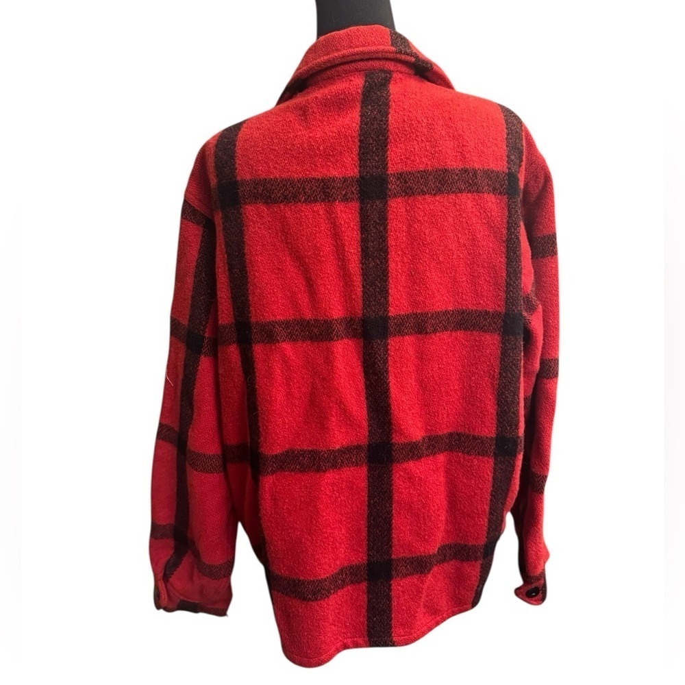 Vintage 100% Wool 70’s JC Penney Buffalo Plaid Red Blk Hunting Mackinaw Jacket - Picture 6 of 16